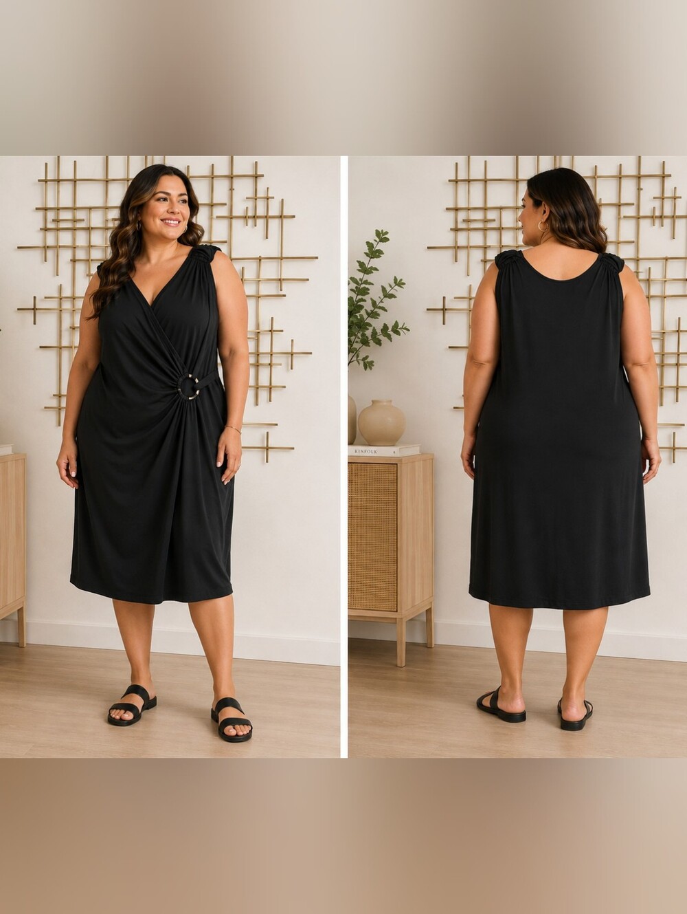 Lane Bryant Black Draped Ring Detail Dress – Size 22/24